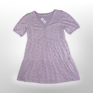 Loft Lavender Embroidered Cotton Shift Dress - Size Medium